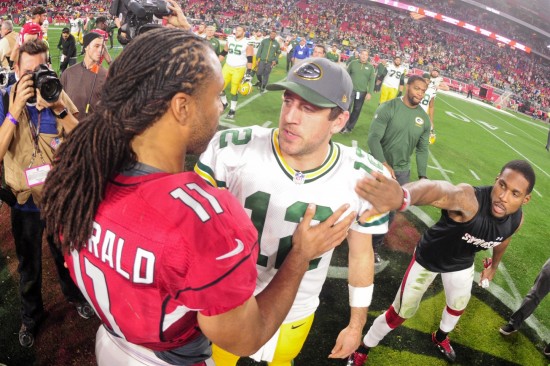 Larry Fitzgerald and Aaron Rodgers