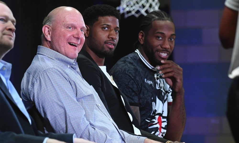 Steve Ballmer, Paul George, Kawhi Leonard, Clippers